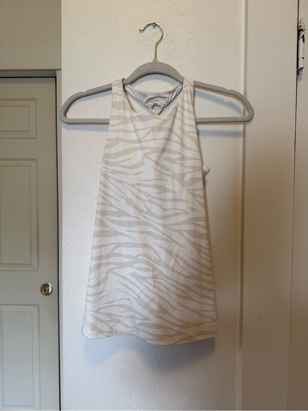 Old Navy White and Cream Zebra-Print Halter Tank